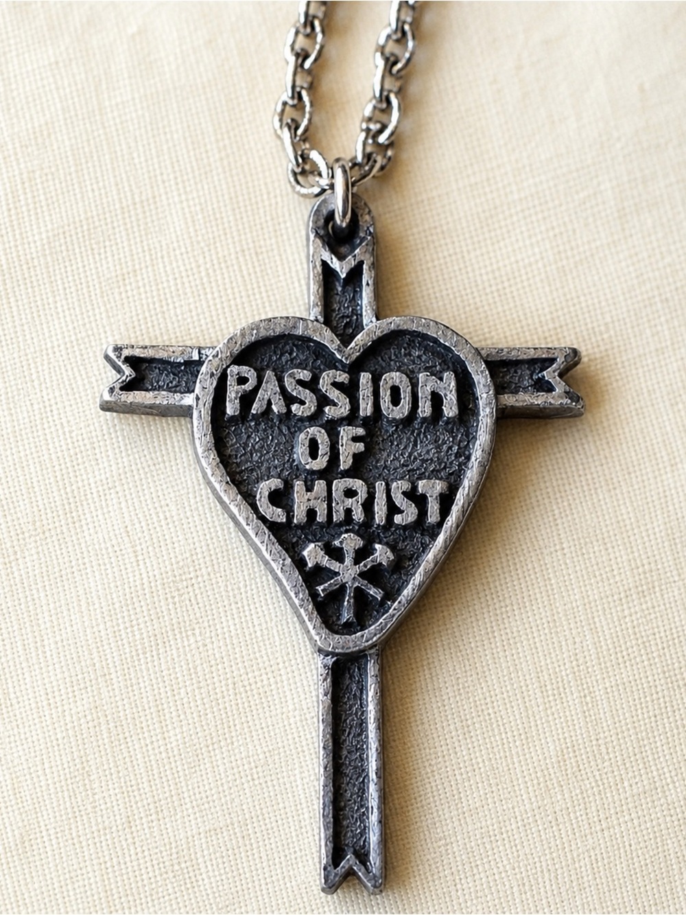 Vintage Italian Passion of Christ Cross Christian Devotional Faith Necklace 24”